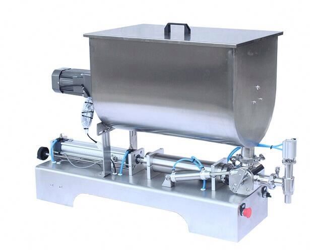 ミキサーU型ホッパーと液体パスタの詰め機