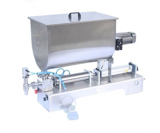 ミキサーU型ホッパーと液体パスタの詰め機