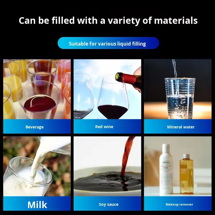 自動四頭磁気ポンプ液体詰め機 小規模用ペット ガラス フルーツジュース 飲料 ミルクボトル 小型詰め