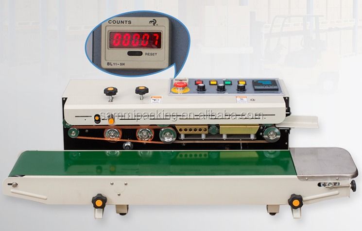 高速連続帯密封機 FR900C - カウンター付きプラスチック袋密封機,食品包装熱密封機