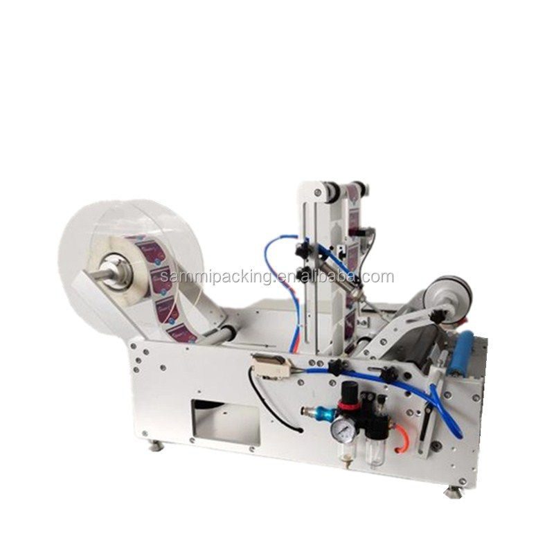 デスクトップ半自動両面粘着ステッカーロールラベラー 小型丸型ガラス瓶ステッカーラベリングマシン