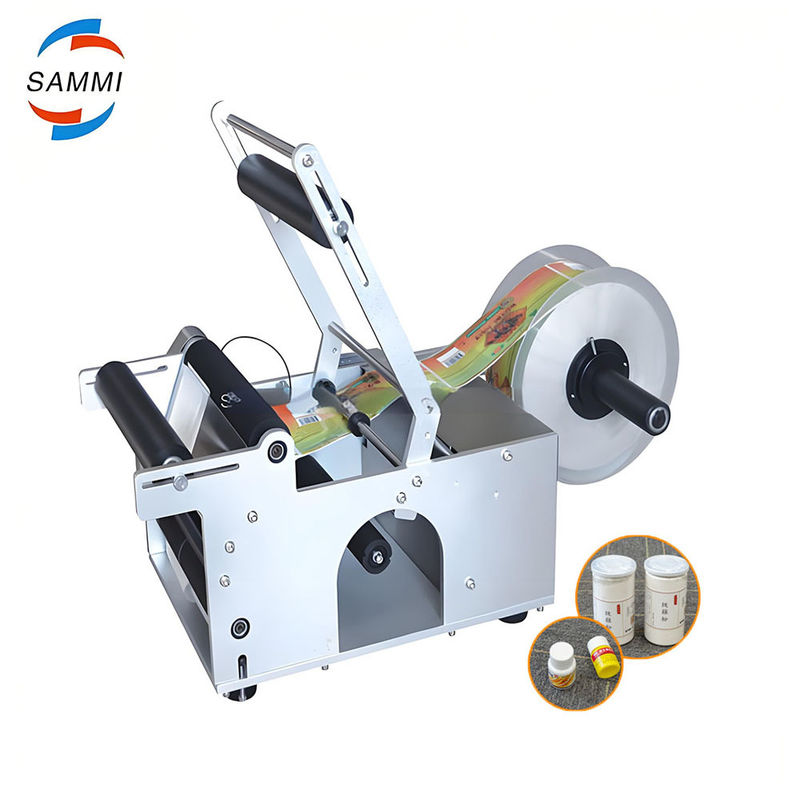 小さなデスクトップボトルパッケージラベル付け機械 手動ラベル付け機械の代わりに自動丸いボトルラベル付け機械