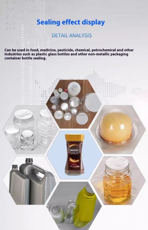 プラスチックボトル用全自動連続缶ガラス誘導アルミ箔シール機