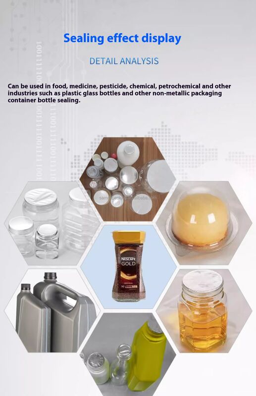 高効率半自動プラスチックガラス缶ボトルジャーアルミ箔蓋誘導シール機