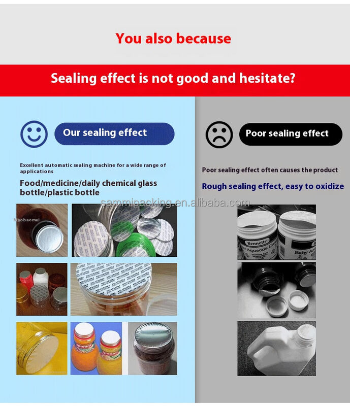 高効率半自動プラスチックガラス缶ボトルジャーアルミ箔蓋誘導シール機