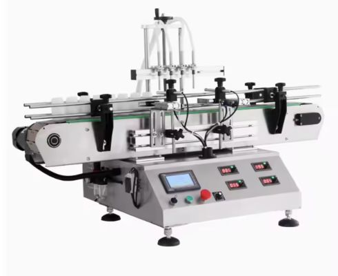 4 頭 テーブル 自動 マグネット ポンプ 液体 充填 機 汁水 油