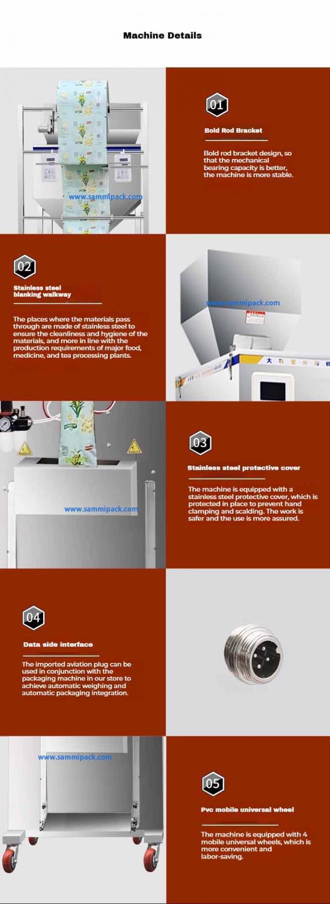 多機能ダブルヘッド砂糖充填コーヒー豆計量包装機 500g 1000g 450*470*1750MM 商品 5