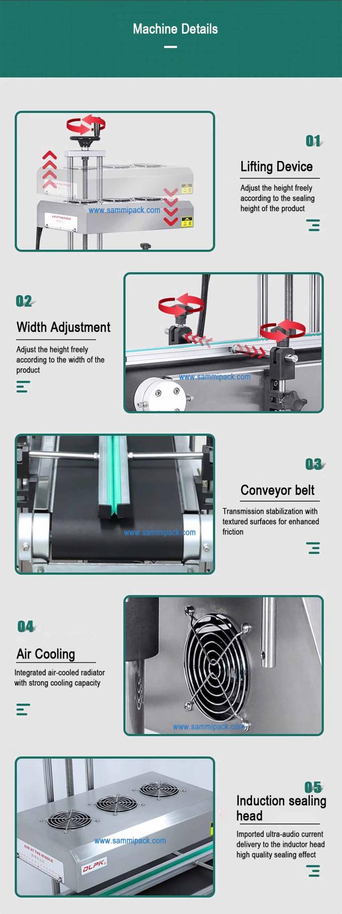 高効率の連続垂直自動インダクション密封機 飲料缶樽 アルミホイルボトルキャップギア 5