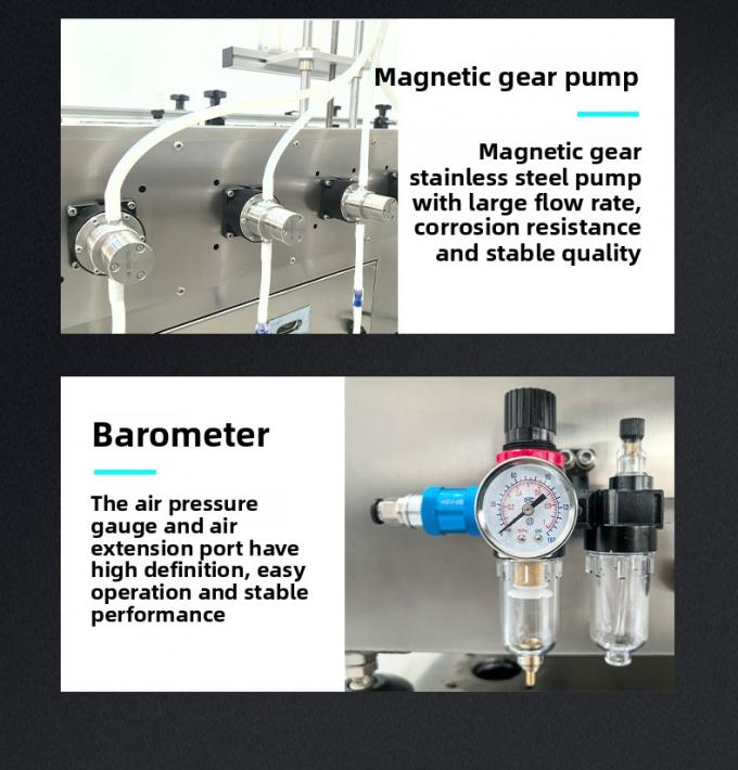高速自動卓上4ヘッド磁気ポンプ液体充填キャッピングマシン(水飲料自動充填キャッピング用) 9